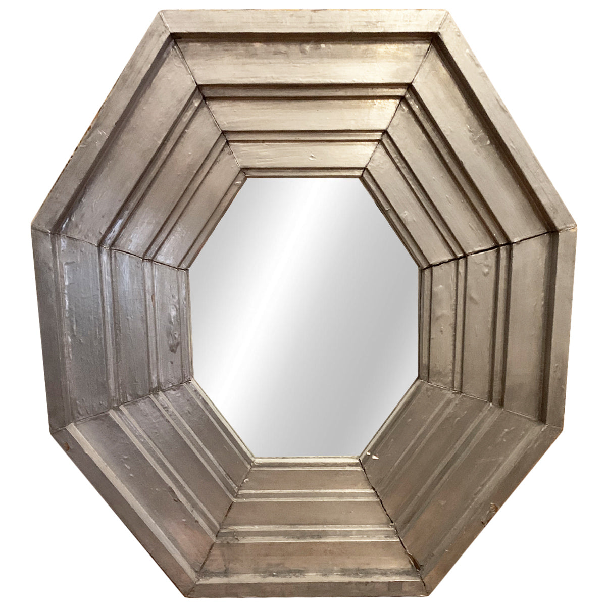 Painted Silver Wood Mirror