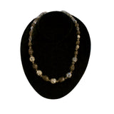 Vintage Glass Bead Necklace with Rhinestone Clamp