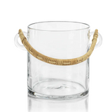 Glass Ice Bucket with Rattan Handles