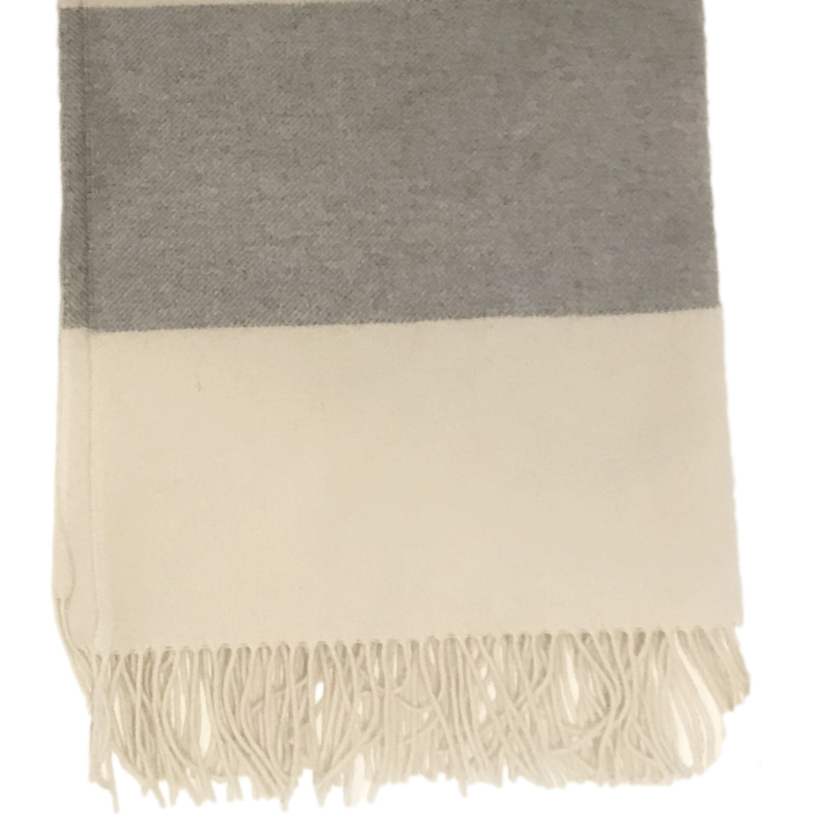 Cashmere and wool throw in a ivory with a light stripe grey 